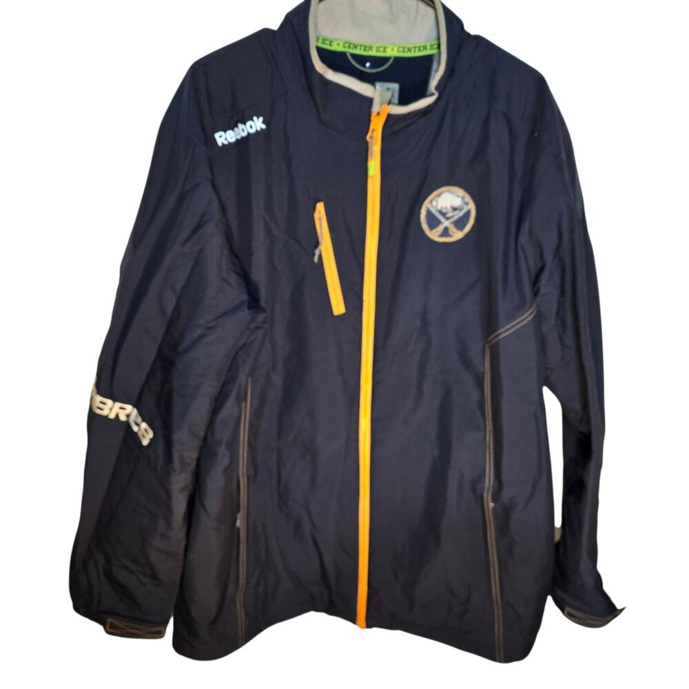 Reebok Authentic Centet Ice Buffalo Sabres Hockey NHL Blue Zip Up Jacket Large